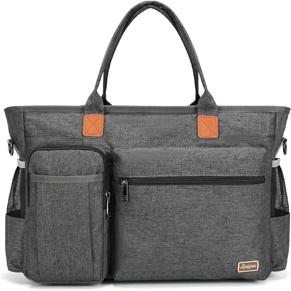 Gray Middle Size Computer Messenger Laptop Tote with 15.6'' Padded Laptop Sleeve - Picture 1 of 6
